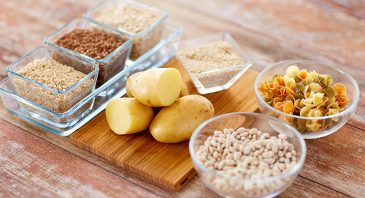 A selection of carbs on a chopping board