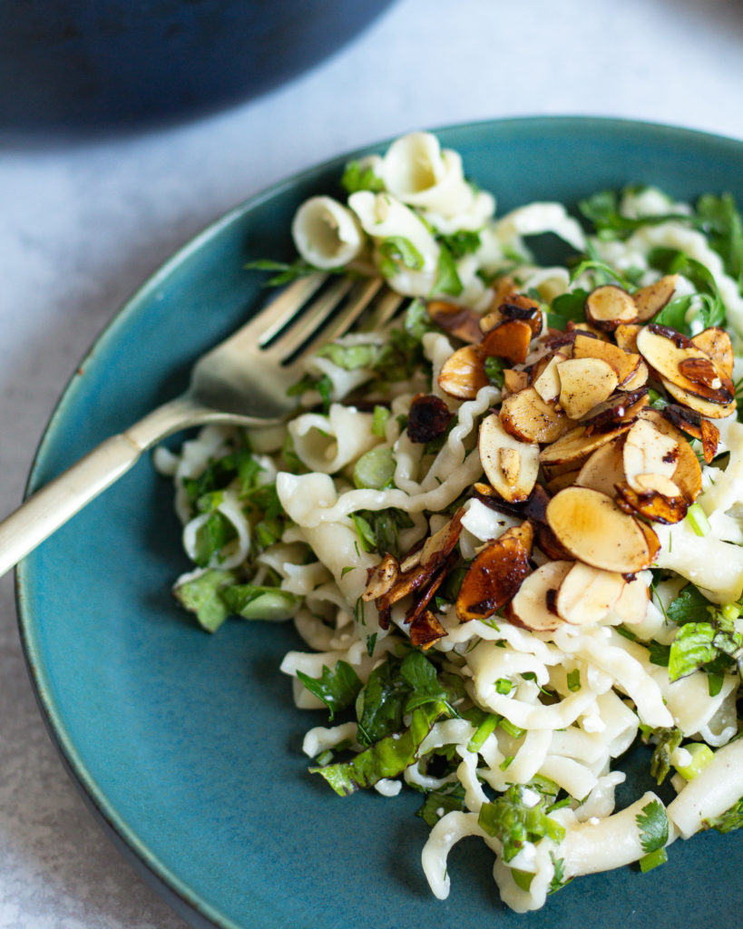 lemon goat cheese green goddess pasta recipe