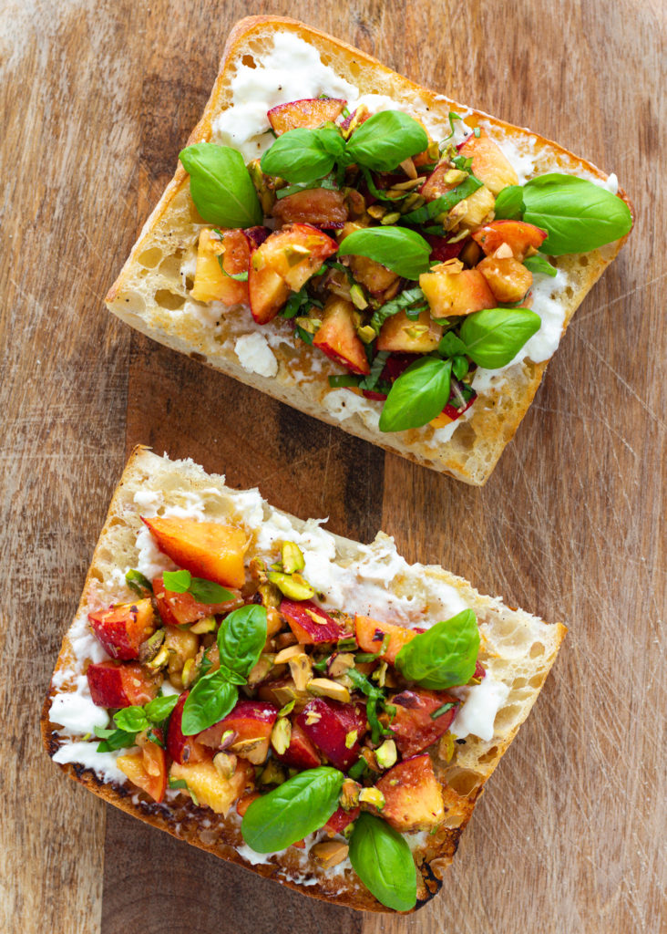 Peach and burrata toast recipe