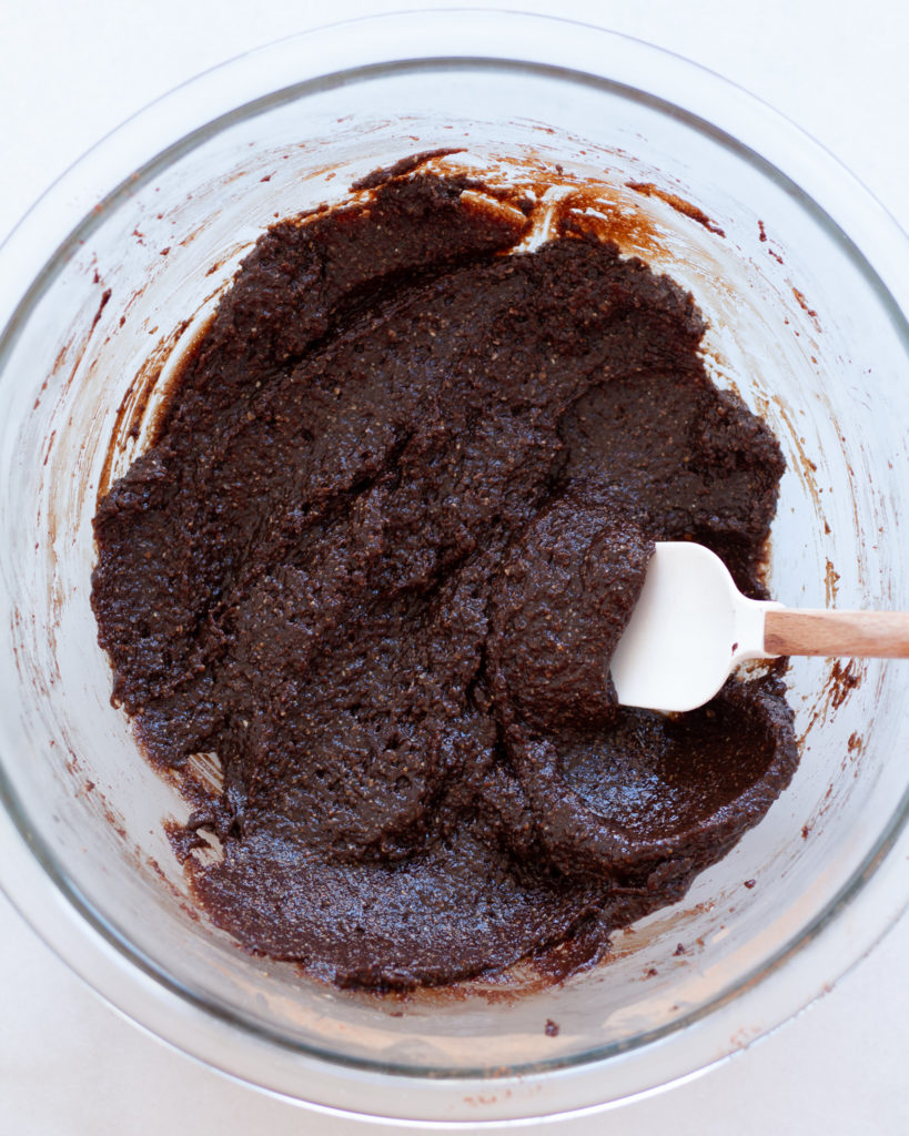 Mixing together the vegan and gluten free brownie batter