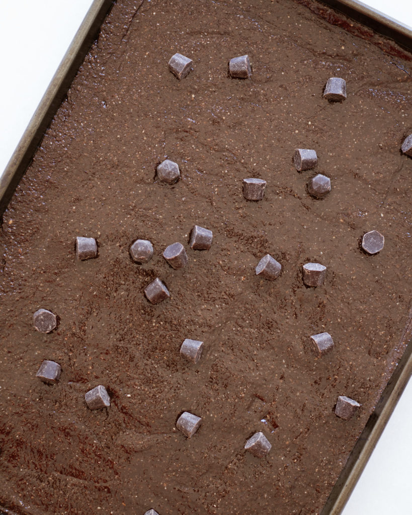 The dough for a gluten free brownie brittle recipe by Justine Snacks