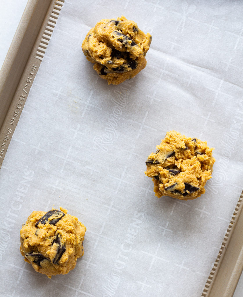 Dough formed into rough ball and placed on baking sheet