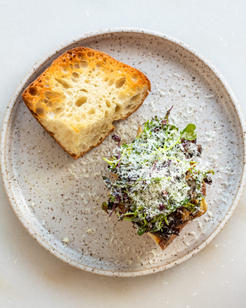 Finished Crispy Mushroom Sandwich with Basil & Parmesan
