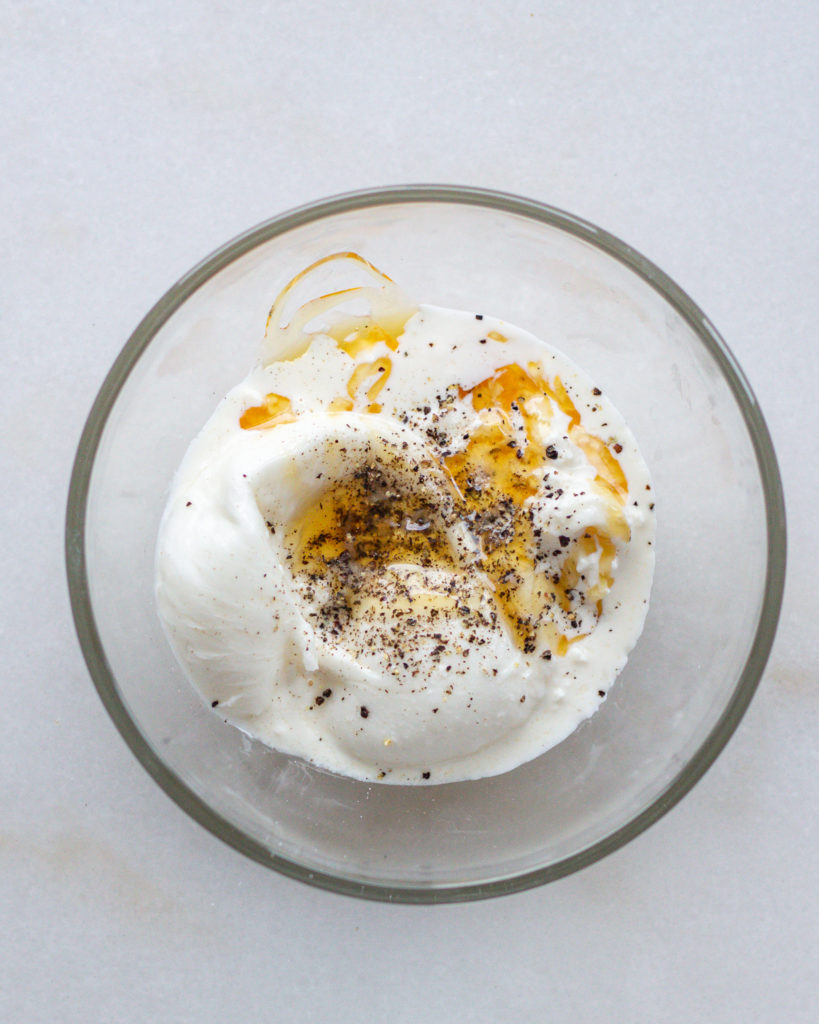 Burrata with honey and seasonings