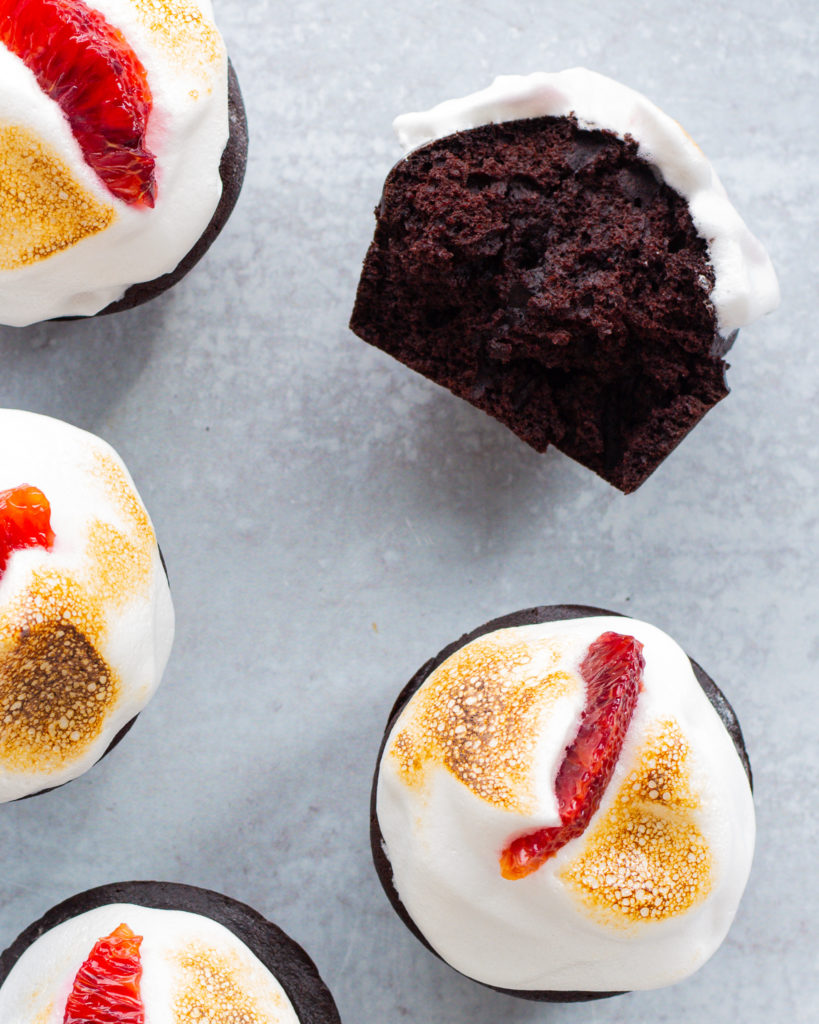 finished Vegan Blood Orange Chocolate Cupcakes