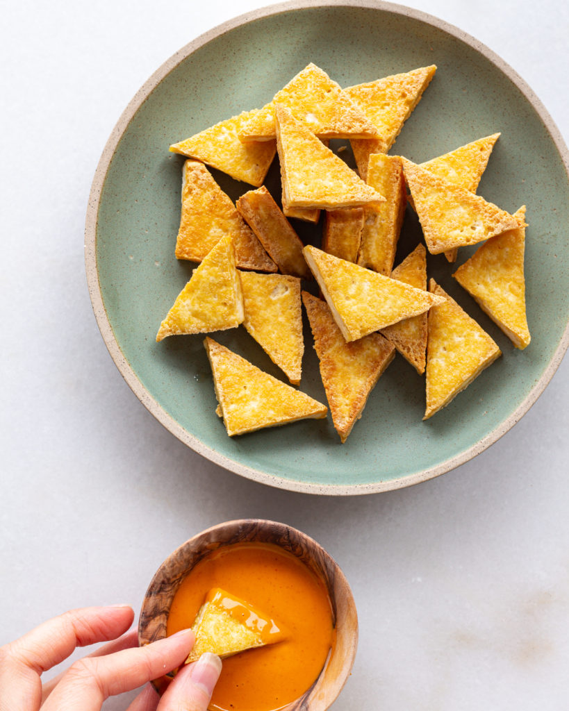 Finished crispy tofu