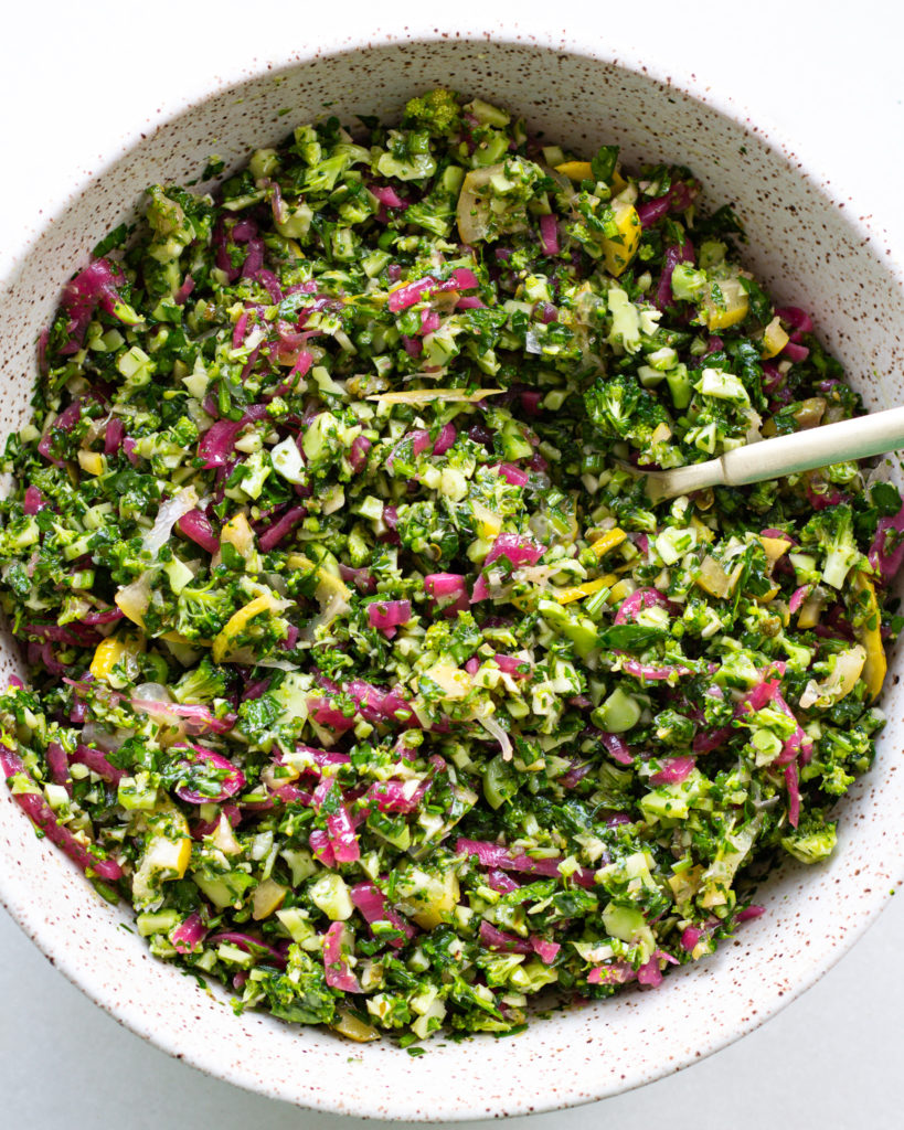 Finished Broccoli Salsa Verde with Fish en Papilotte