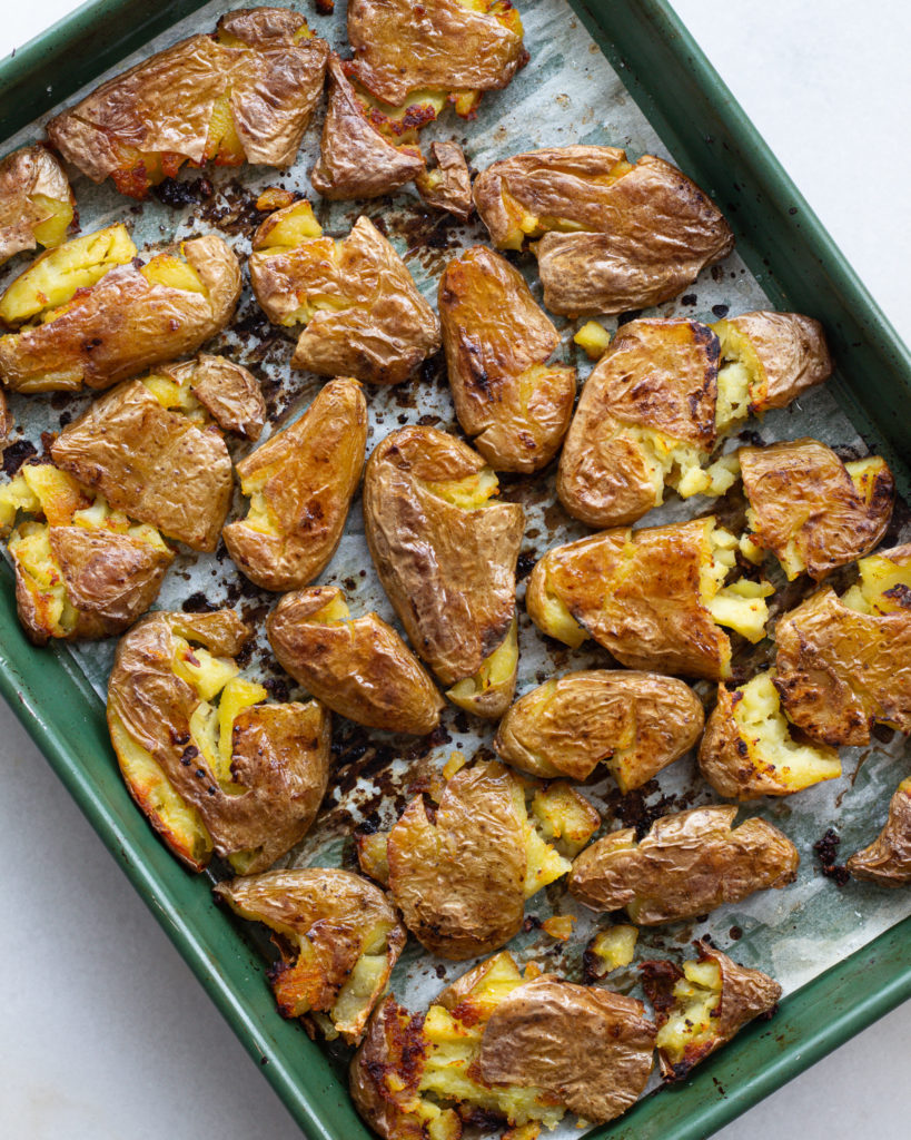 Roasted and smashed potatoes