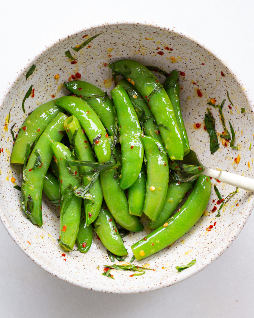 Snap peas well combined with dressing