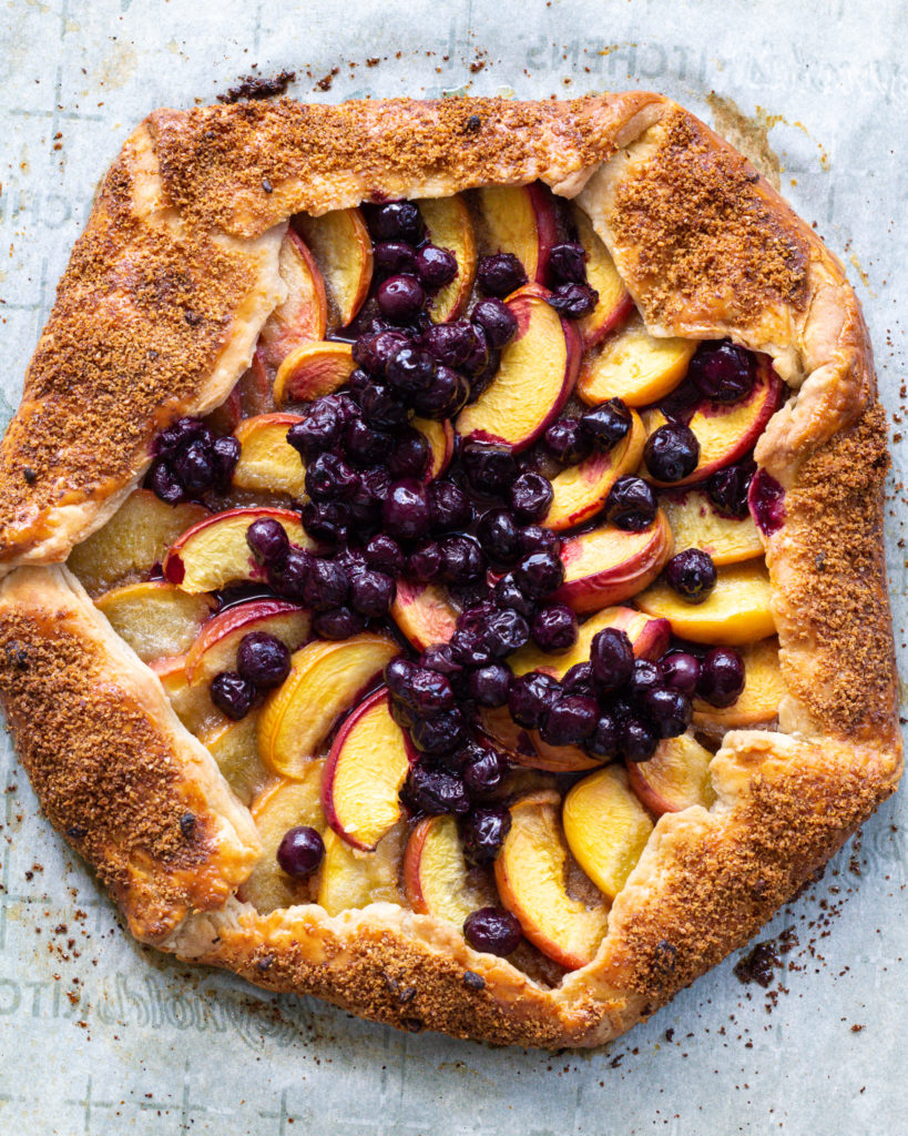 Finished Peach Galette with Rosemary Blueberries