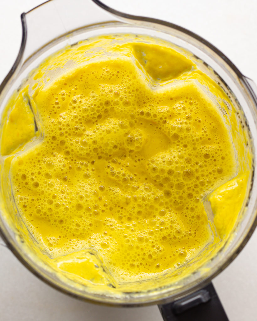 Corn gazpacho in food processor 