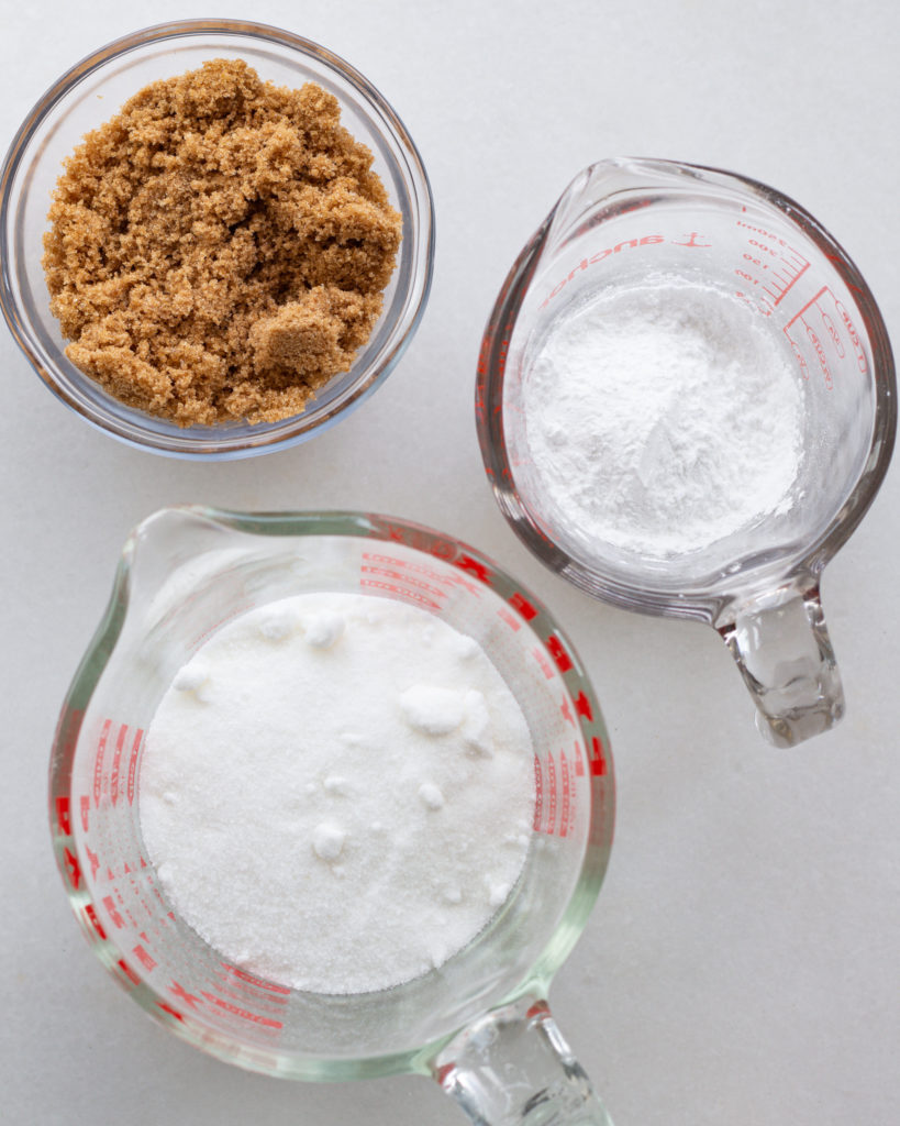 Sugar, flour, and brown sugar