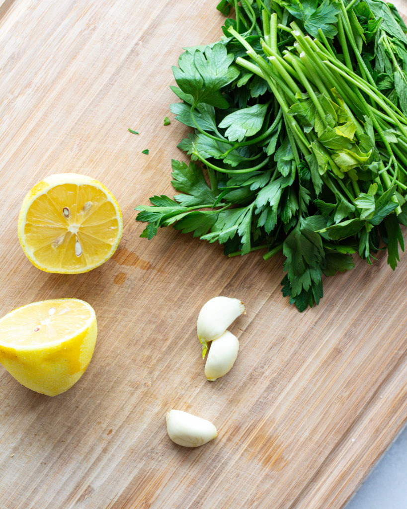 Parsley, lemon, garlic