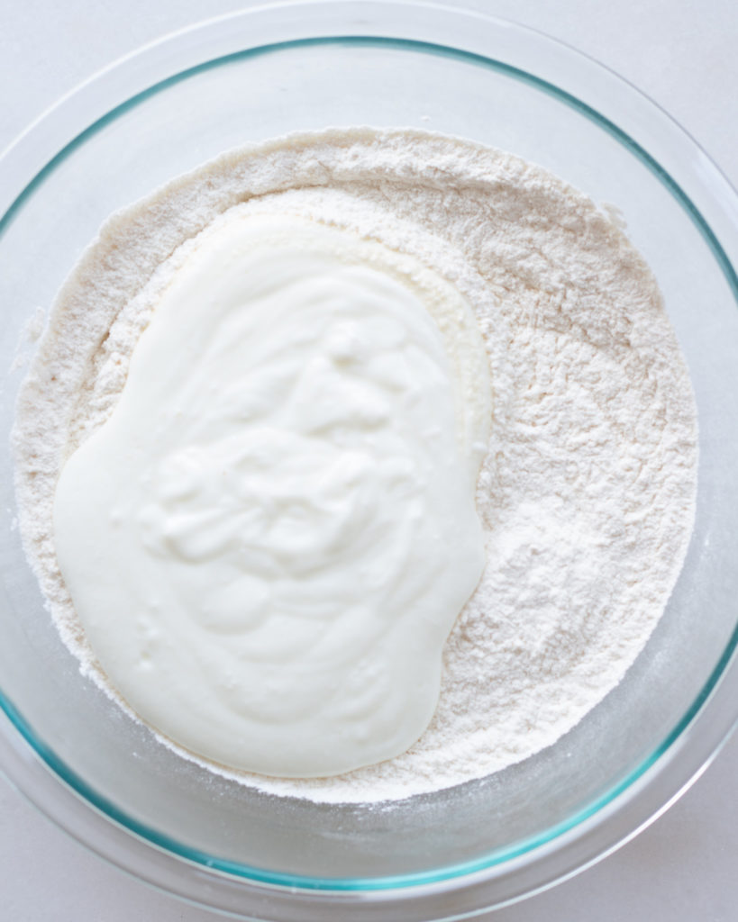 Yogurt added to dry ingredients