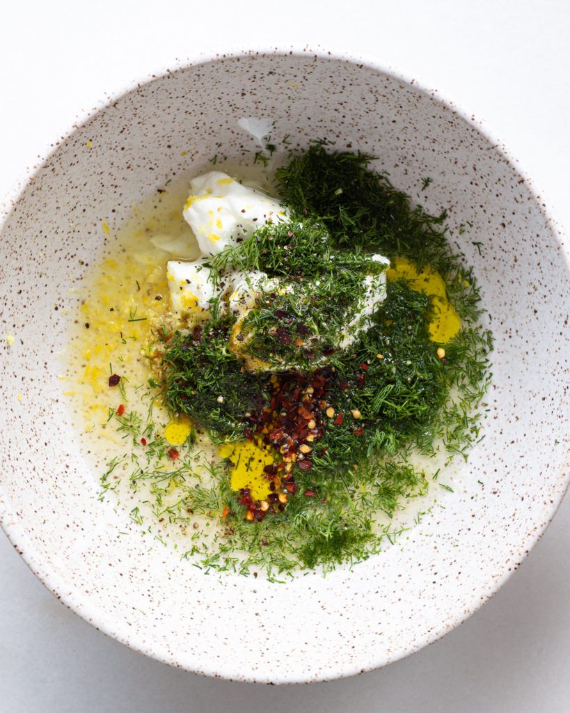 Dressing ingredients in bowl