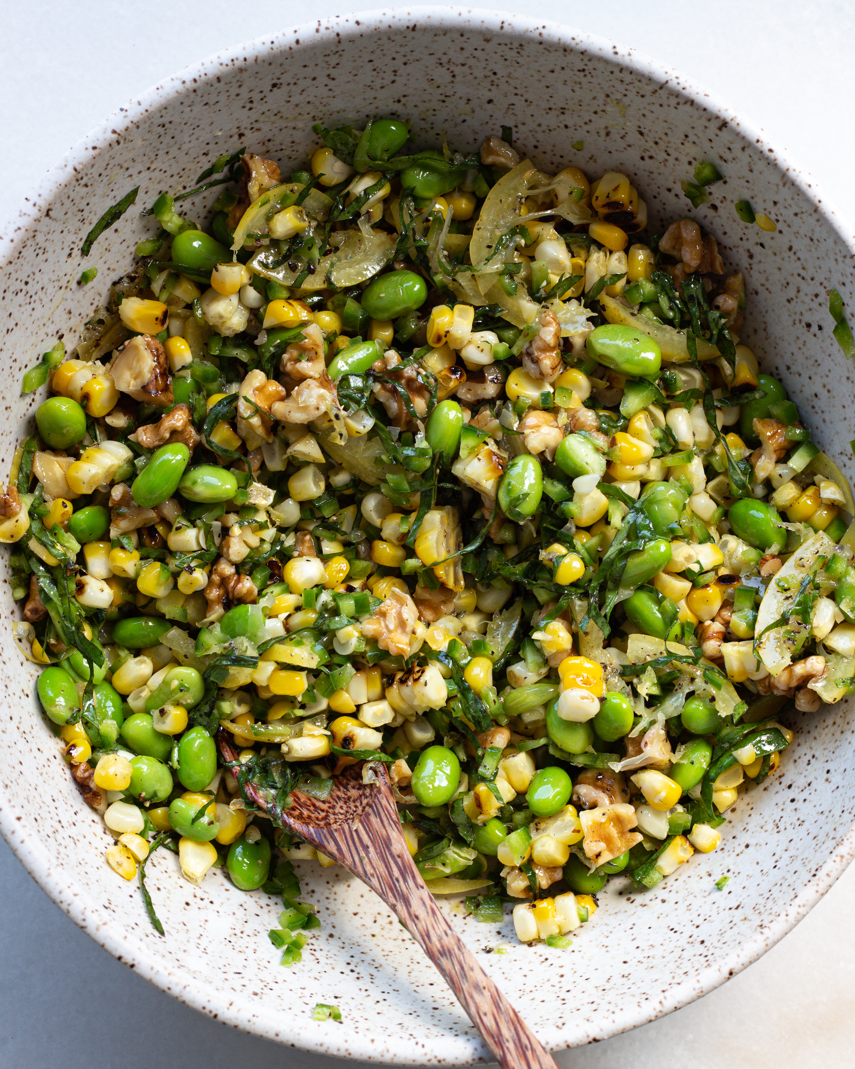 Dressing added to mixture