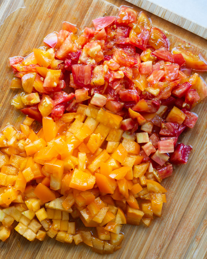 Diced heirloom tomatoes