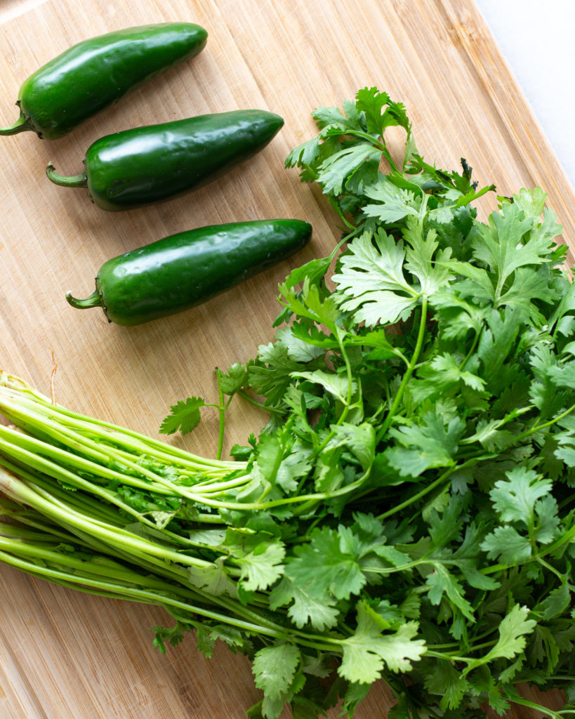 Fresh jalapeños and cilantro