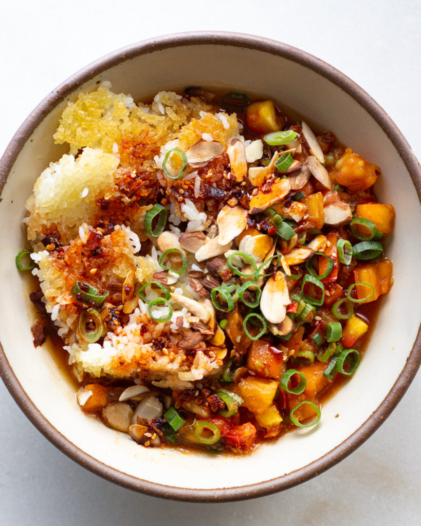 Finished Tamari Heirloom Tomatoes with Crispy Rice