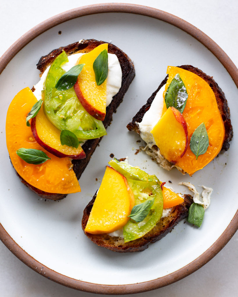 Finished Za'atar Crusted Peach & Tomato Toast