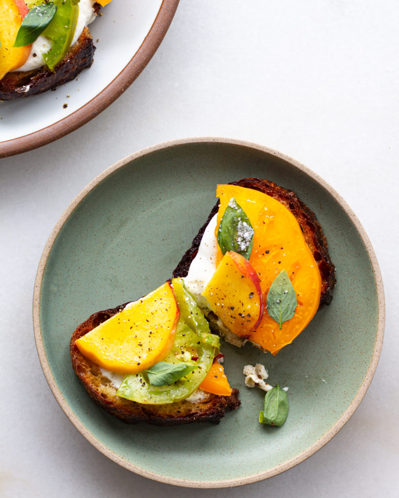Finished Za'atar Crusted Peach & Tomato Toast