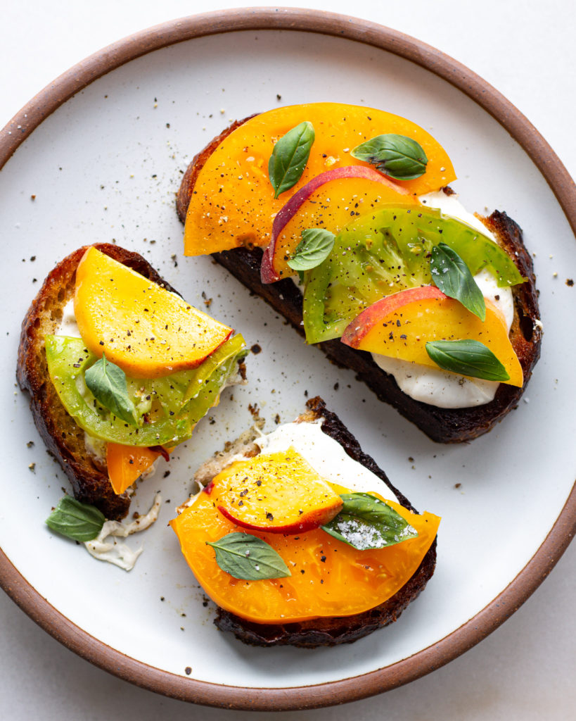 Finished Za'atar Crusted Peach & Tomato Toast