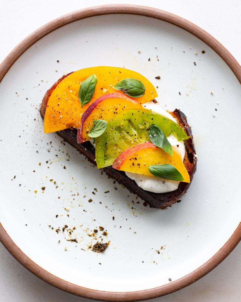 Finished Za'atar Crusted Peach & Tomato Toast