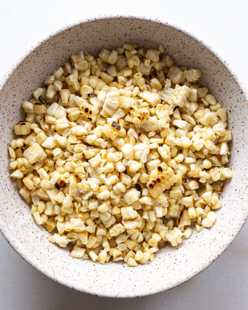 Grilled corn, cut off the cob