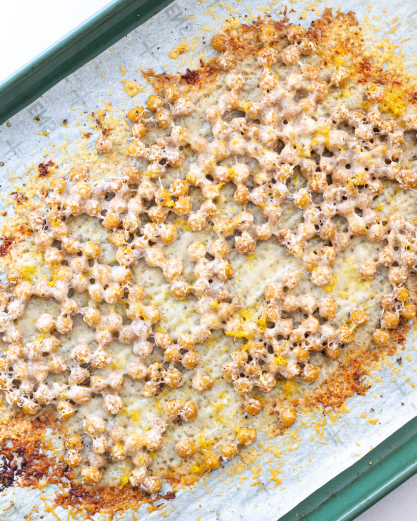 Lemon Parmesan Chickpea Crisps fresh out of the oven