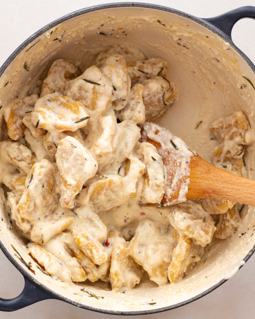 Butternut squash dumplings in ricotta sauce