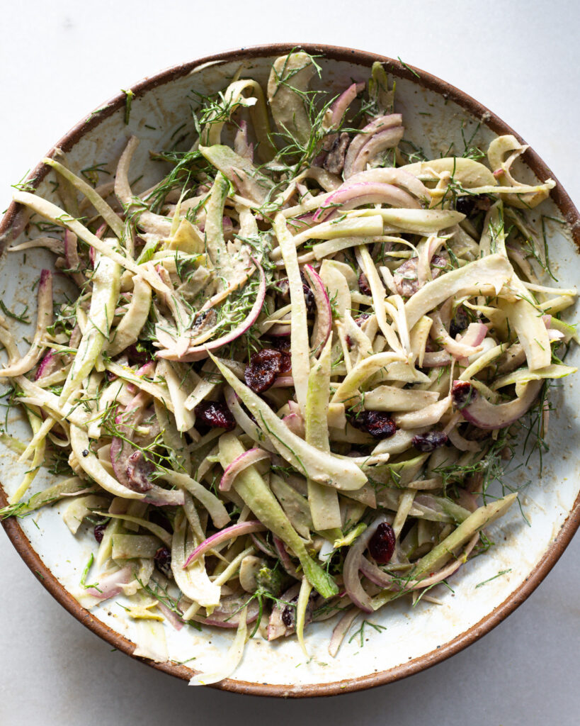 Fennel salad with two dressings.