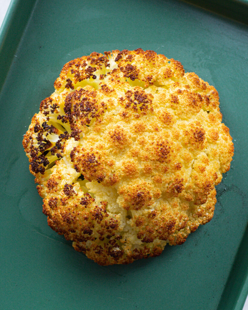 Whole baked cauliflower head