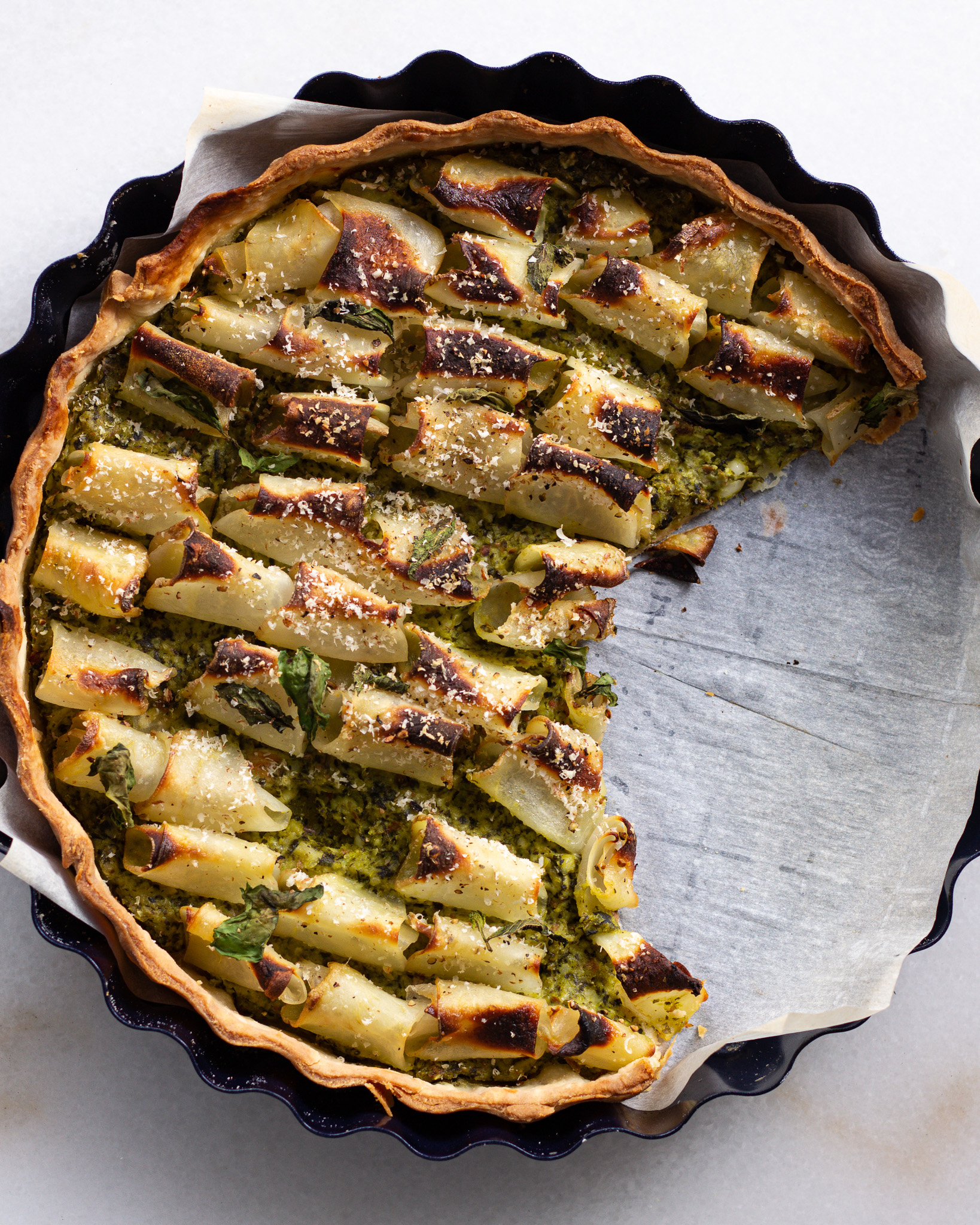 Potato Tart with Mint Pea Pesto