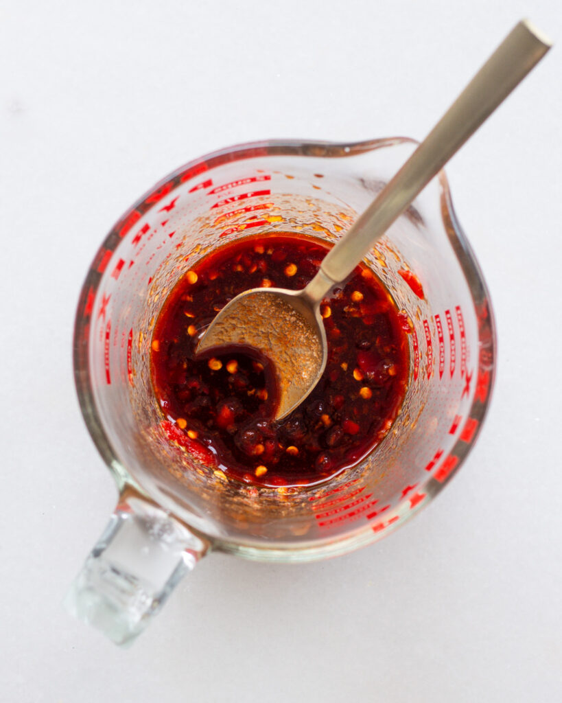 Calabrian chili butter, mixed in measuring cup