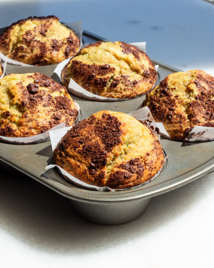 Finished Zucchini Muffins with Cinnamon Chocolate