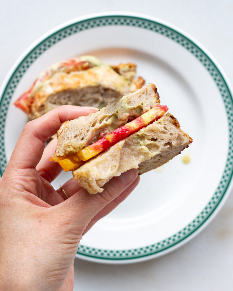 Finished Heirloom Tomato Sandwich with Tonnato