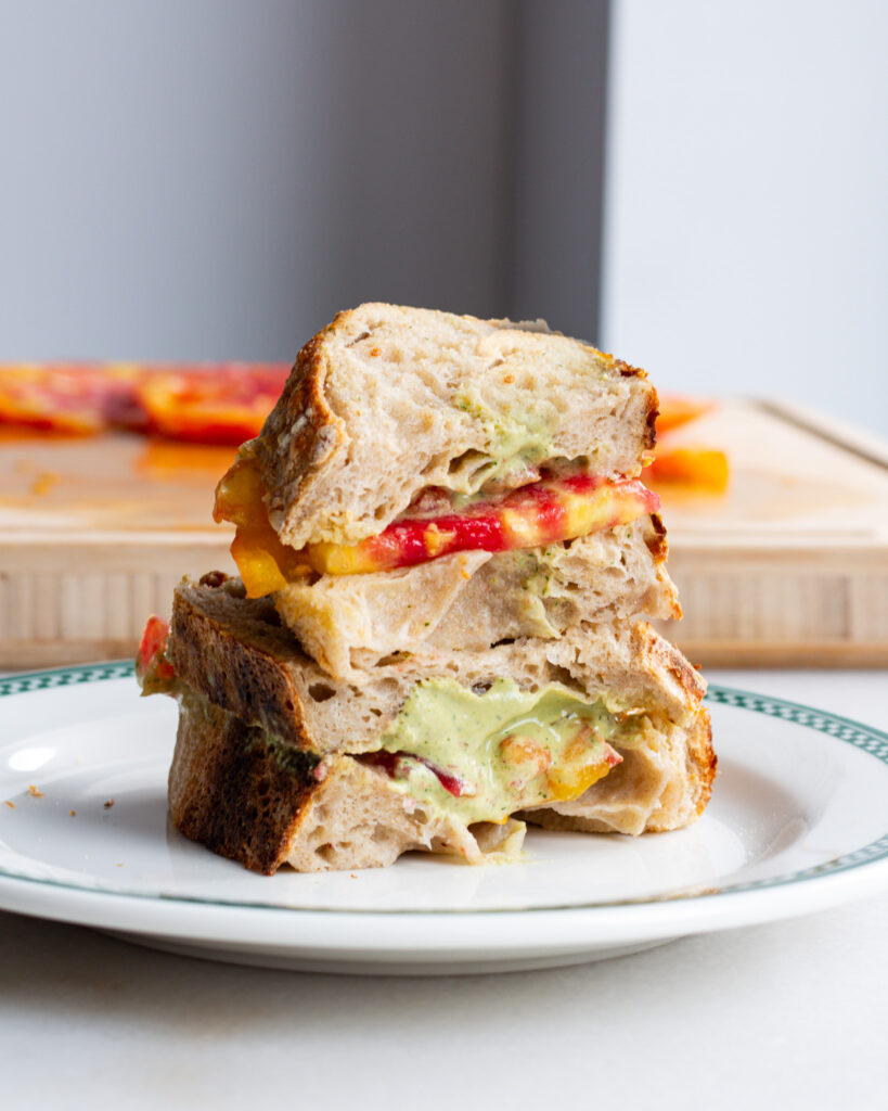 Finished Heirloom Tomato Sandwich with Tonnato