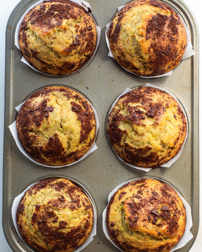 Finished Zucchini Muffins with Cinnamon Chocolate