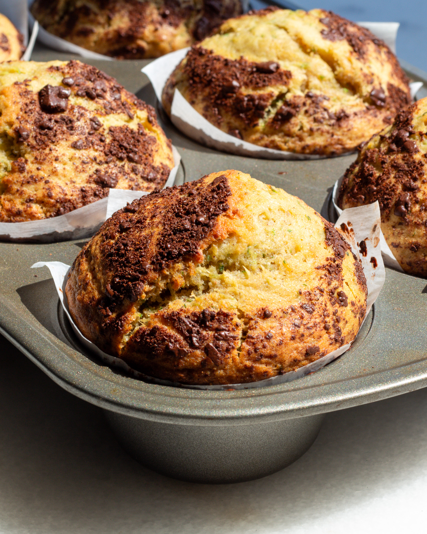 Zucchini Muffins with Cinnamon Chocolate
