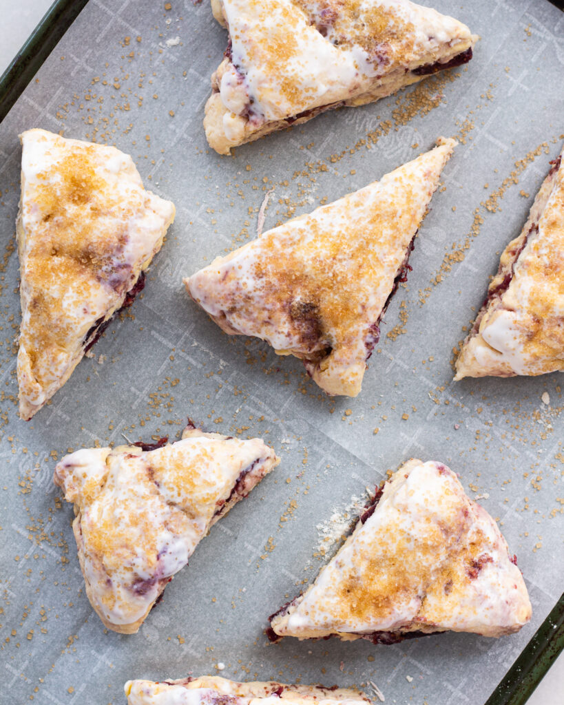 Scones with sugar on top, ready to bake