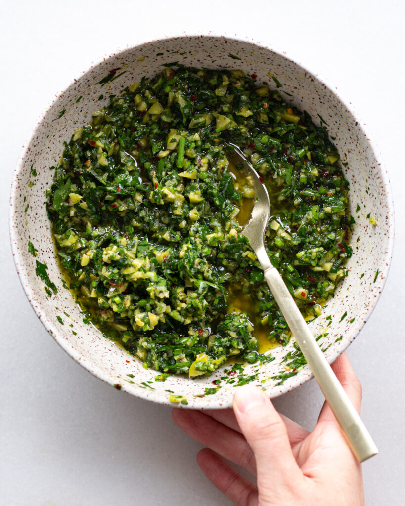 Salsa verde in bowl