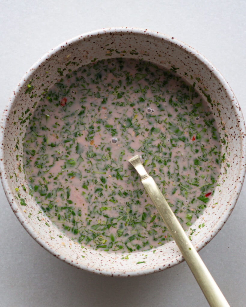 Salad dressing in bowl