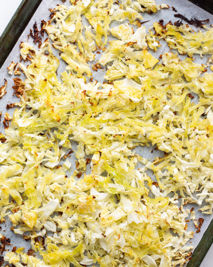 Finished cabbage on baking sheet