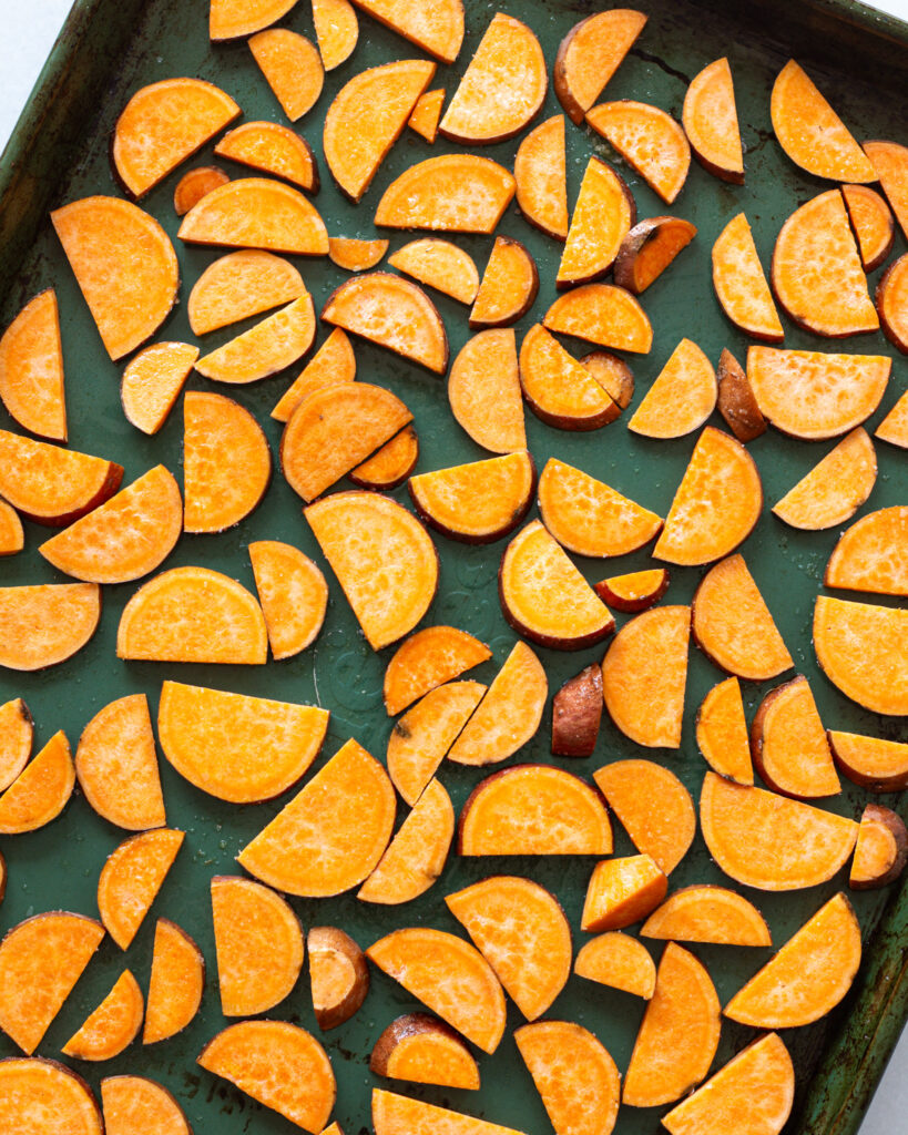 Sweet potato on baking sheet