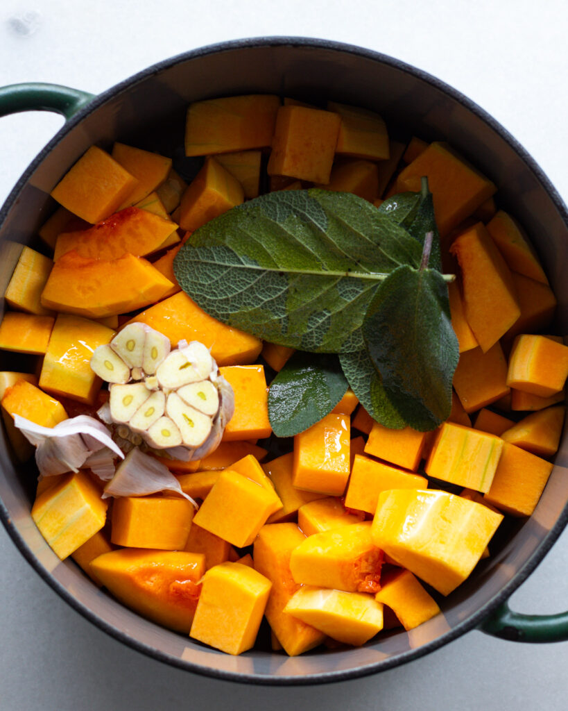 ingredients added to dutch oven