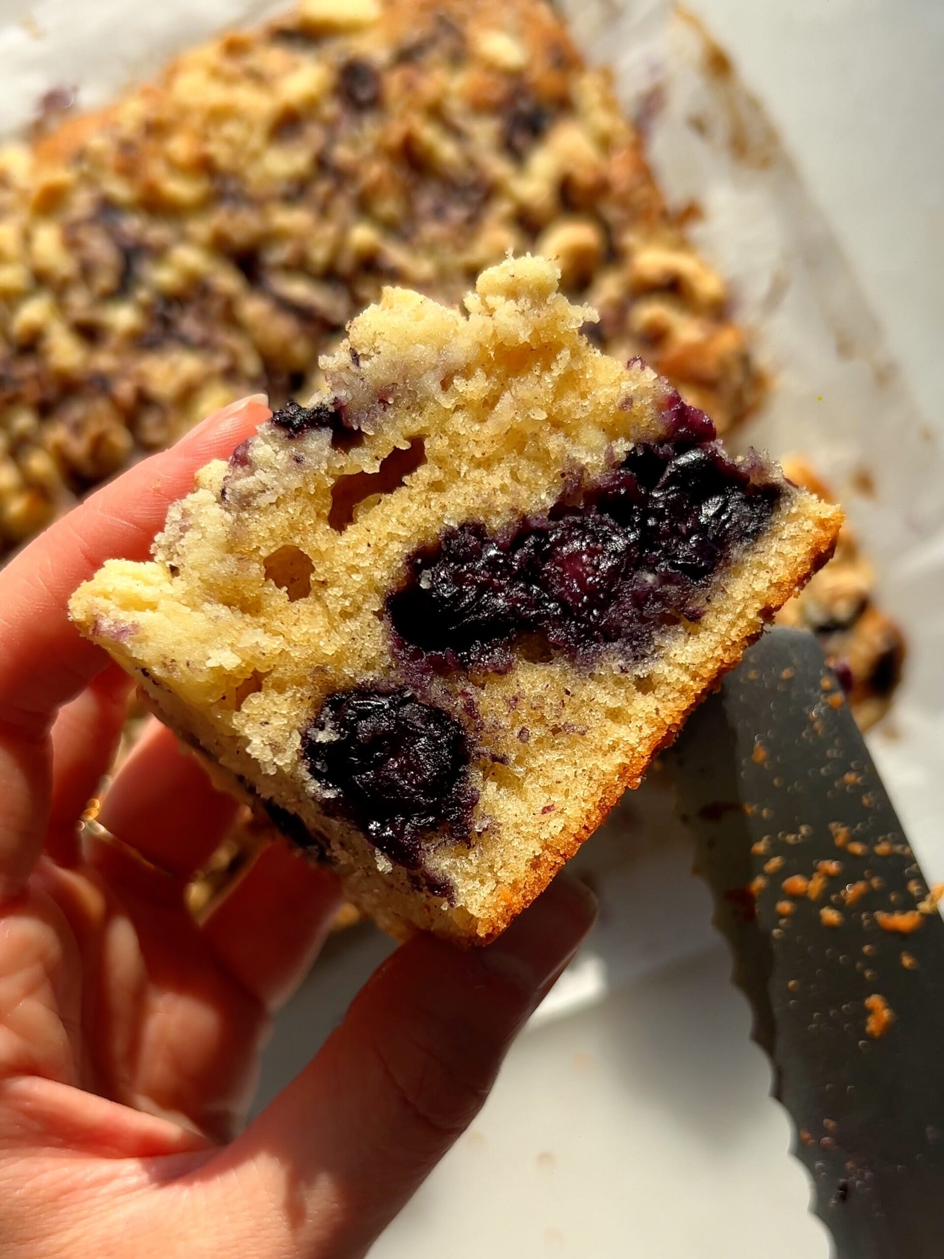 finished Blueberry Eggnog Coffee Cake