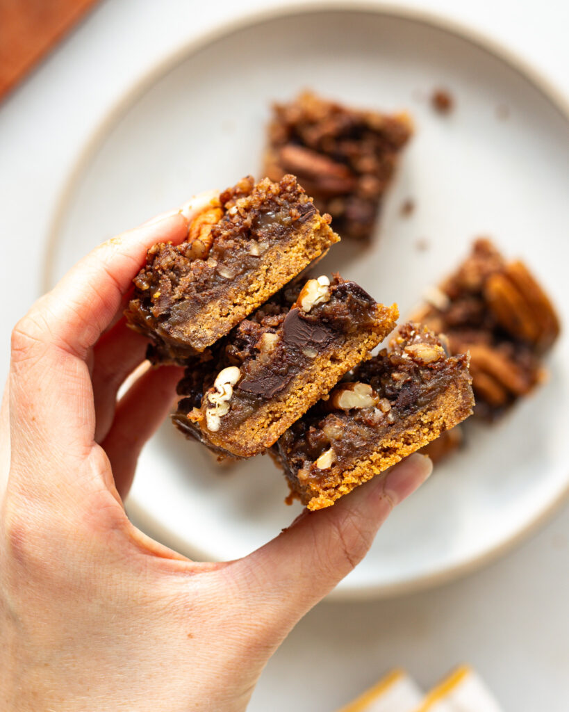 finished Chocolate Bourbon Pecan Bars