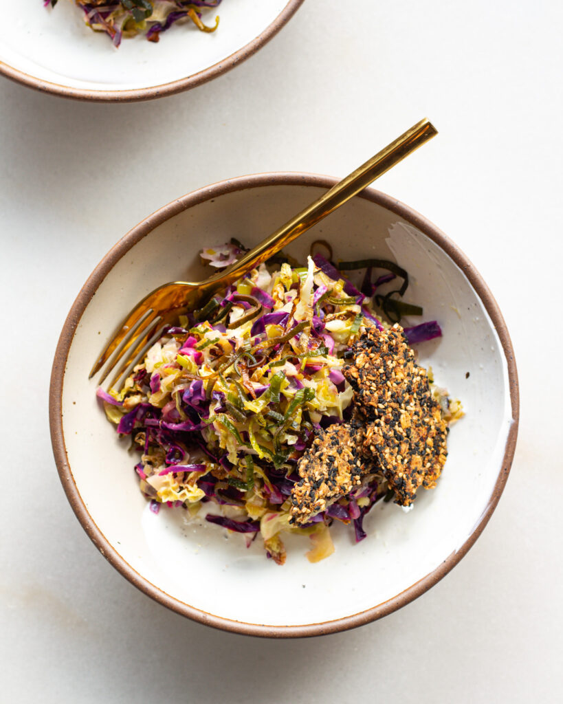 finished Lemon-Dressed Cabbage & Caramelized Leek Salad