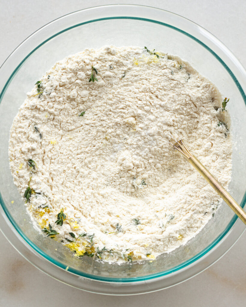 flour with rosemary and lemon zest