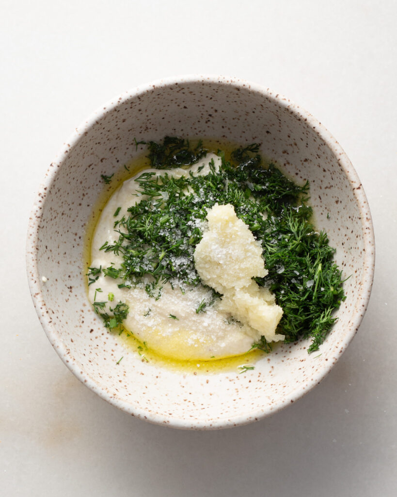 lemon dill dip ingredients in bowl